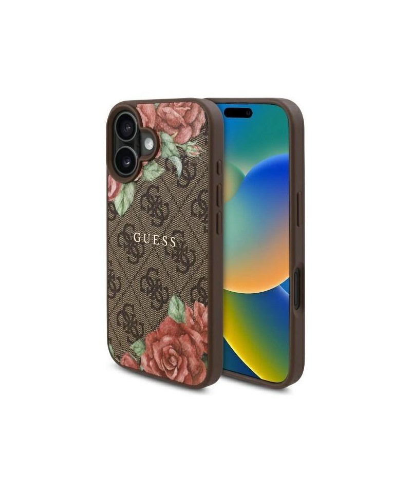 Guess GUHMP16SP4ROPEMCW iPhone 16 6.1" brown/brown hardcase 4G Flowers Print MagSafe