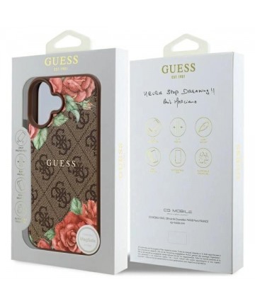 Guess GUHMP16SP4ROPEMCW iPhone 16 6.1" brown/brown hardcase 4G Flowers Print MagSafe