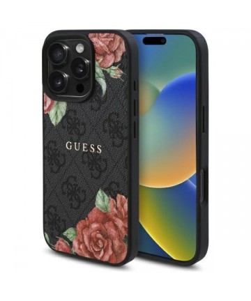 Guess GUHMP16XP4ROPEMCK iPhone 16 Pro Max 6.9" black/black hardcase 4G Flowers Print MagSafe