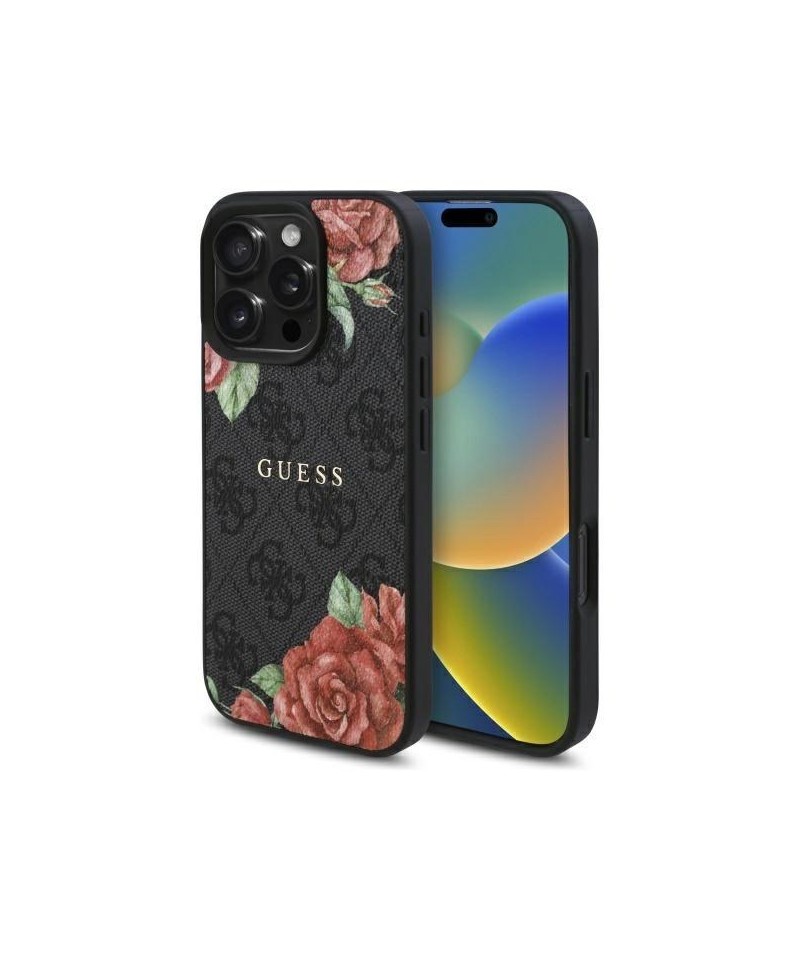 Guess GUHMP16XP4ROPEMCK iPhone 16 Pro Max 6.9" black/black hardcase 4G Flowers Print MagSafe