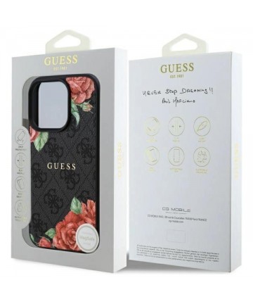Guess GUHMP16XP4ROPEMCK iPhone 16 Pro Max 6.9" black/black hardcase 4G Flowers Print MagSafe