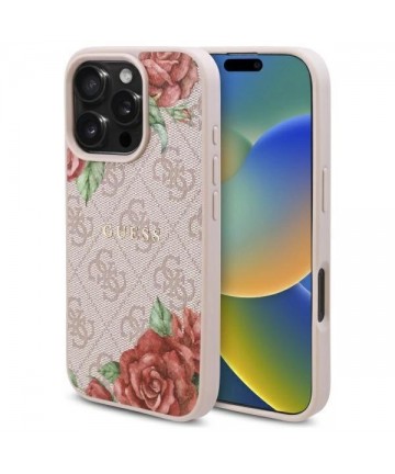Guess GUHMP16XP4ROPEMCP iPhone 16 Pro Max 6.9" pink/pink hardcase 4G Flowers Print MagSafe