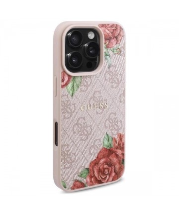 Guess GUHMP16XP4ROPEMCP iPhone 16 Pro Max 6.9" pink/pink hardcase 4G Flowers Print MagSafe