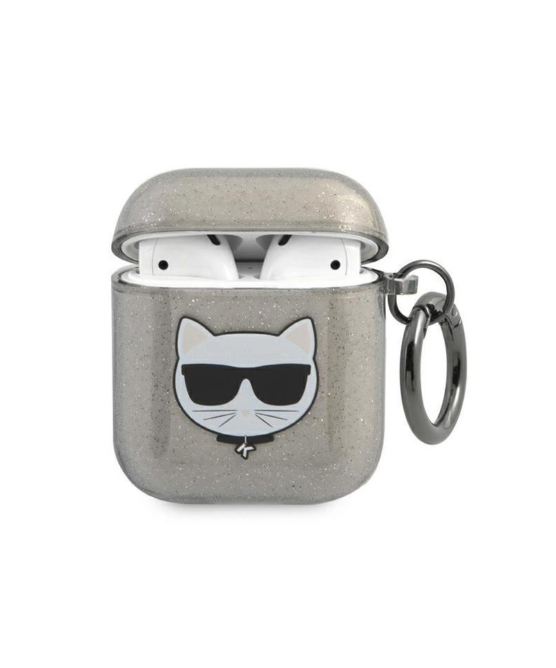 Karl Lagerfeld KLA2UCHGK AirPods 1/2 cover black/black Glitter Choupette