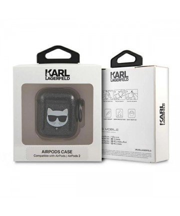 Karl Lagerfeld KLA2UCHGK AirPods 1/2 cover black/black Glitter Choupette