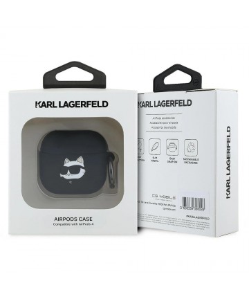 Karl Lagerfeld Silicone Choupette Head 3D Case for AirPods 4 - Black