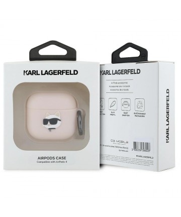 Karl Lagerfeld Silicone Choupette Head 3D Case for AirPods 4 - Pink