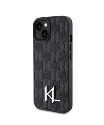Karl Lagerfeld KLHCP15SPKLPKLK iPhone 15 / 14 / 13 6.1" black/black hardcase Leather Monogram Hot Stamp Metal Logo
