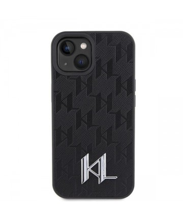 Karl Lagerfeld KLHCP15SPKLPKLK iPhone 15 / 14 / 13 6.1" black/black hardcase Leather Monogram Hot Stamp Metal Logo