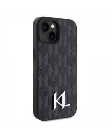 Karl Lagerfeld KLHCP15SPKLPKLK iPhone 15 / 14 / 13 6.1" black/black hardcase Leather Monogram Hot Stamp Metal Logo