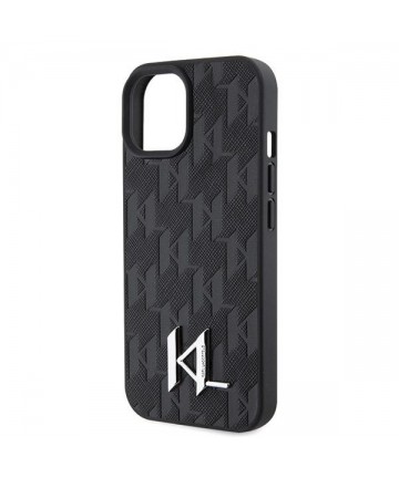 Karl Lagerfeld KLHCP15SPKLPKLK iPhone 15 / 14 / 13 6.1" black/black hardcase Leather Monogram Hot Stamp Metal Logo
