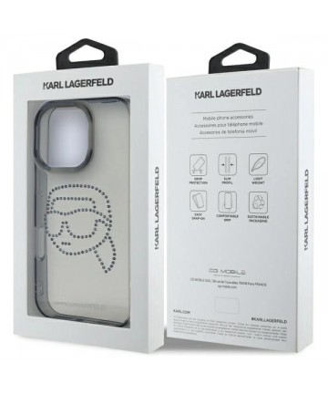 Karl Lagerfeld KLHCP16XHKHDCELK iPhone 16 Pro Max 6.9" black/black hardcase IML Rhinestones Karl Head