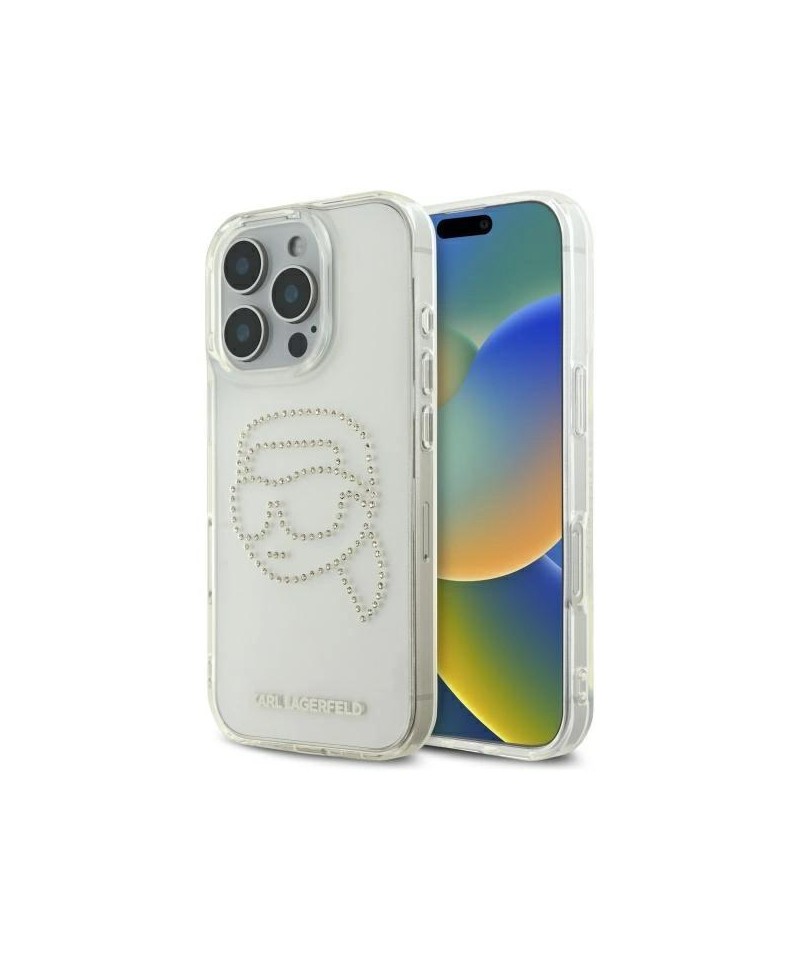Karl Lagerfeld KLHCP16XHKHDCELT iPhone 16 Pro Max 6.9" transparent hardcase IML Rhinestones Karl Head