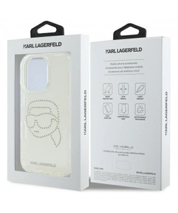 Karl Lagerfeld KLHCP16XHKHDCELT iPhone 16 Pro Max 6.9" transparent hardcase IML Rhinestones Karl Head