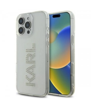 Karl Lagerfeld KLHCP16XHKLSTDCT iPhone 16 Pro Max 6.9" Clear Hard Case IML Rhinestones Logo