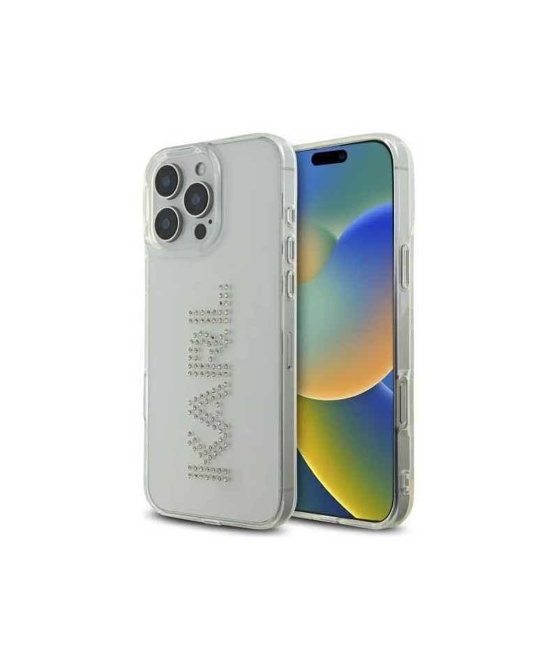 Karl Lagerfeld KLHCP16XHKLSTDCT iPhone 16 Pro Max 6.9" Clear Hard Case IML Rhinestones Logo