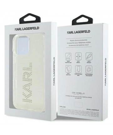 Karl Lagerfeld KLHCP16XHKLSTDCT iPhone 16 Pro Max 6.9" Clear Hard Case IML Rhinestones Logo