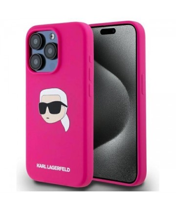 Karl Lagerfeld KLHMP15LSKHPPPLF iPhone 15 Pro 6.1" fuchsia/fuschia hardcase Silicone Karl Head Print MagSafe