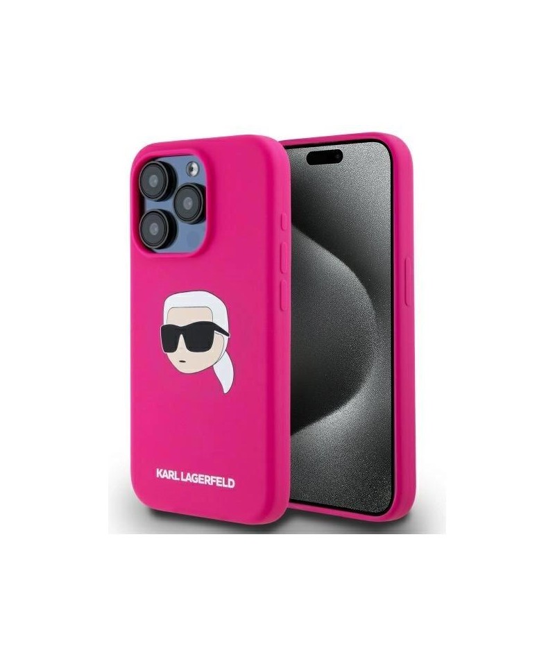 Karl Lagerfeld KLHMP15LSKHPPPLF iPhone 15 Pro 6.1" fuchsia/fuschia hardcase Silicone Karl Head Print MagSafe