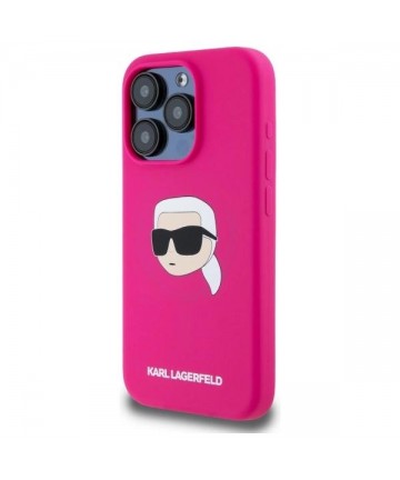 Karl Lagerfeld KLHMP15LSKHPPPLF iPhone 15 Pro 6.1" fuchsia/fuschia hardcase Silicone Karl Head Print MagSafe