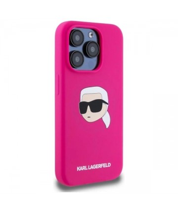 Karl Lagerfeld KLHMP15LSKHPPPLF iPhone 15 Pro 6.1" fuchsia/fuschia hardcase Silicone Karl Head Print MagSafe