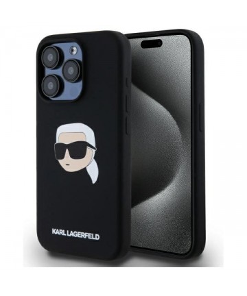 Karl Lagerfeld KLHMP15LSKHPPLK iPhone 15 Pro 6.1" black/black hardcase Silicone Karl Head Print MagSafe