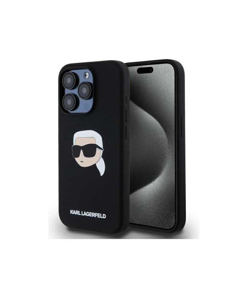 Karl Lagerfeld KLHMP15LSKHPPLK iPhone 15 Pro 6.1" black/black hardcase Silicone Karl Head Print MagSafe