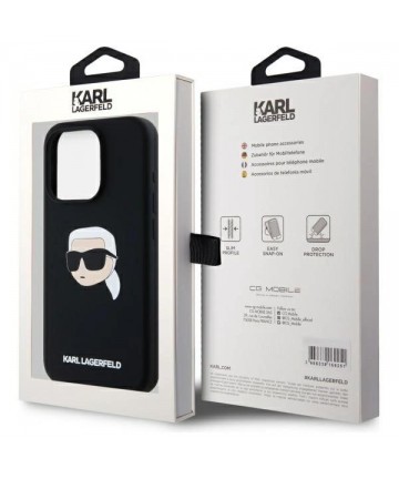 Karl Lagerfeld KLHMP15LSKHPPLK iPhone 15 Pro 6.1" black/black hardcase Silicone Karl Head Print MagSafe