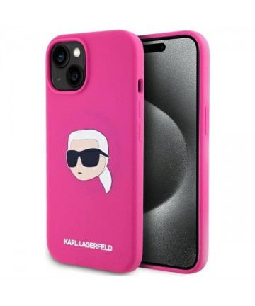 Karl Lagerfeld KLHMP15SSKHPPLF iPhone 15 6.1" fuchsia/fuschia hardcase Silicone Karl Head Print MagSafe