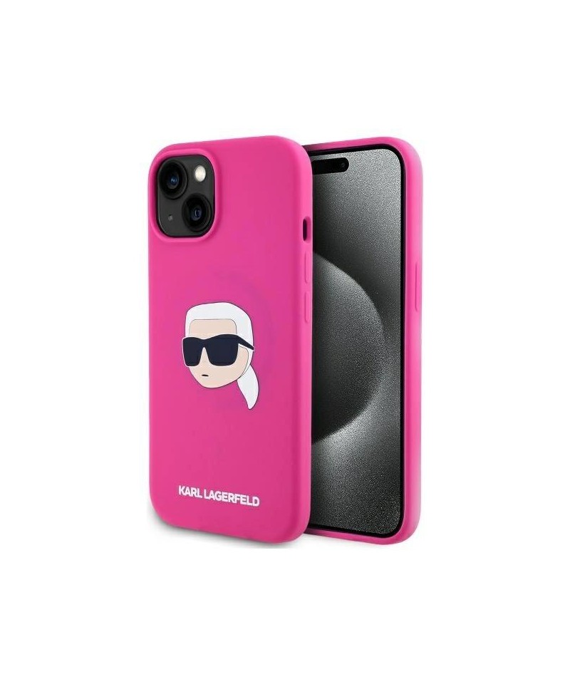 Karl Lagerfeld KLHMP15SSKHPPLF iPhone 15 6.1" fuchsia/fuschia hardcase Silicone Karl Head Print MagSafe