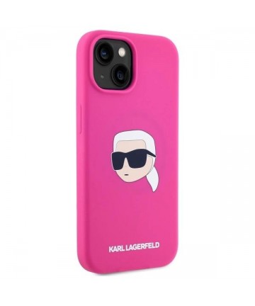 Karl Lagerfeld KLHMP15SSKHPPLF iPhone 15 6.1" fuchsia/fuschia hardcase Silicone Karl Head Print MagSafe