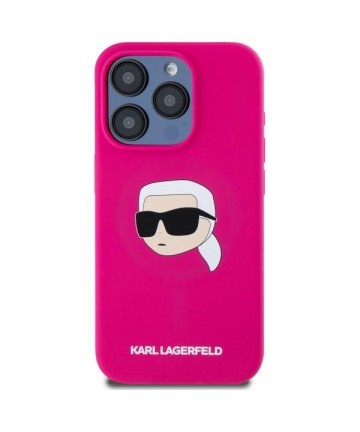 Karl Lagerfeld KLHMP15XSKHPPLF iPhone 15 Pro Max 6.7" fuchsia/fuschia hardcase Silicone Karl Head Print MagSafe