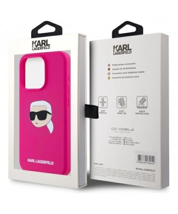 Karl Lagerfeld KLHMP15XSKHPPLF iPhone 15 Pro Max 6.7" fuchsia/fuschia hardcase Silicone Karl Head Print MagSafe