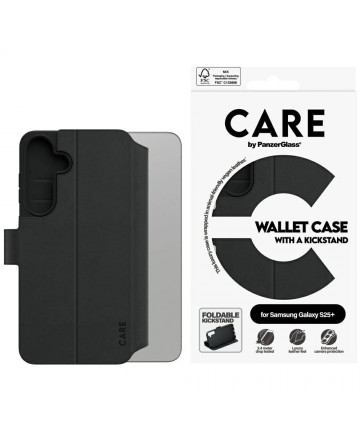 CARE by PanzerGlass Feature Wallet Kickstand Case for Samsung Galaxy S25+ - Black