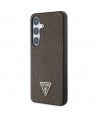 Guess Grained Hot Stamp Peony Pattern Triangle Logo MagSafe Case for Samsung Galaxy S25 - Brown