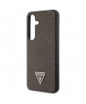 Guess Grained Hot Stamp Peony Pattern Triangle Logo MagSafe Case for Samsung Galaxy S25 - Brown