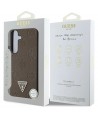 Guess Grained Hot Stamp Peony Pattern Triangle Logo MagSafe Case for Samsung Galaxy S25 - Brown