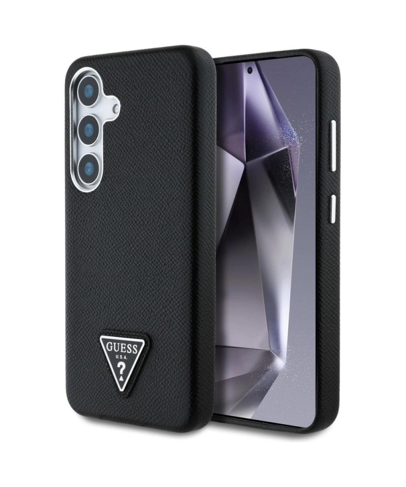 Guess Grained Triangle Logo MagSafe case for Samsung Galaxy S25 - black