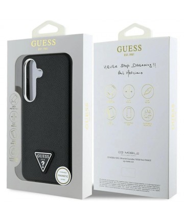 Guess Grained Triangle Logo MagSafe case for Samsung Galaxy S25 - black