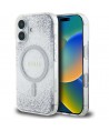 Guess HC Resin Bottom Glitter MagSafe case for iPhone 16 - silver