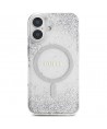 Guess HC Resin Bottom Glitter MagSafe case for iPhone 16 - silver