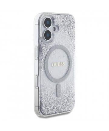 Guess HC Resin Bottom Glitter MagSafe case for iPhone 16 - silver