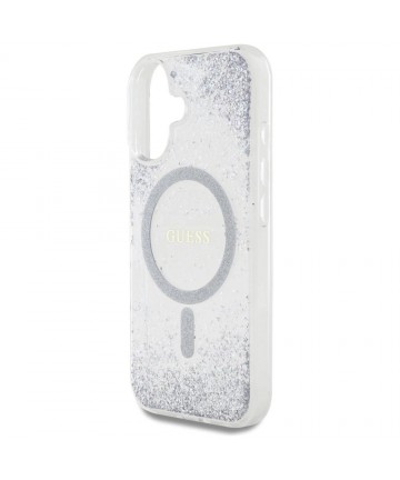 Guess HC Resin Bottom Glitter MagSafe case for iPhone 16 - silver