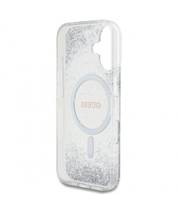 Guess HC Resin Bottom Glitter MagSafe case for iPhone 16 - silver