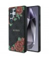 Guess Leather 4G Flowers Print Metal Classic Logo MagSafe Case for Samsung Galaxy S25 Ultra - Black