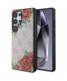 Guess Leather 4G Flowers Print Metal Classic Logo MagSafe Case for Samsung Galaxy S25 Ultra - Pink