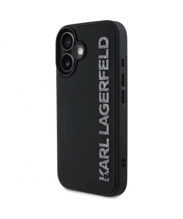 Karl Lagerfeld HC 3D Rubber Elongated Glitter iPhone 16 Case - Black