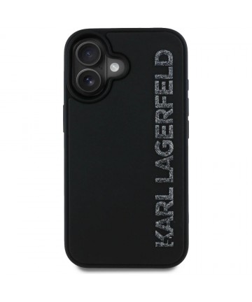 Karl Lagerfeld HC 3D Rubber Elongated Glitter iPhone 16 Case - Black