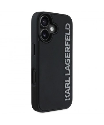 Karl Lagerfeld HC 3D Rubber Elongated Glitter iPhone 16 Case - Black