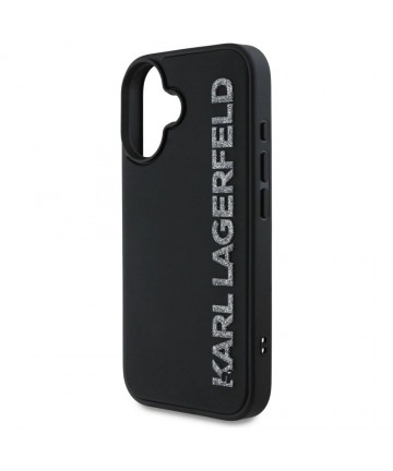 Karl Lagerfeld HC 3D Rubber Elongated Glitter iPhone 16 Case - Black